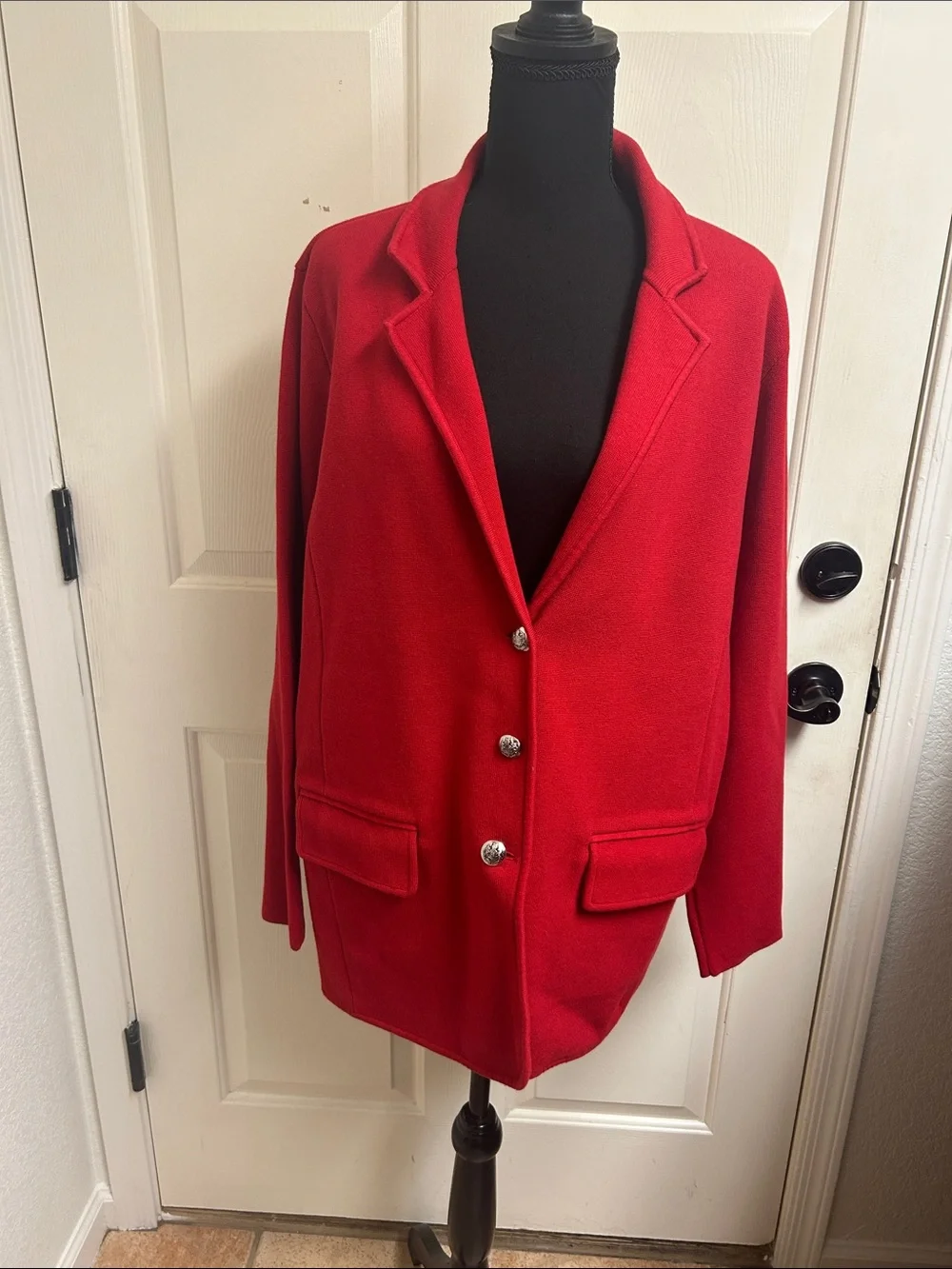LAUREN Ralph Lauren 2X TTG Red Blazer with pockets and silver buttons, EUC - Picture 1 of 12